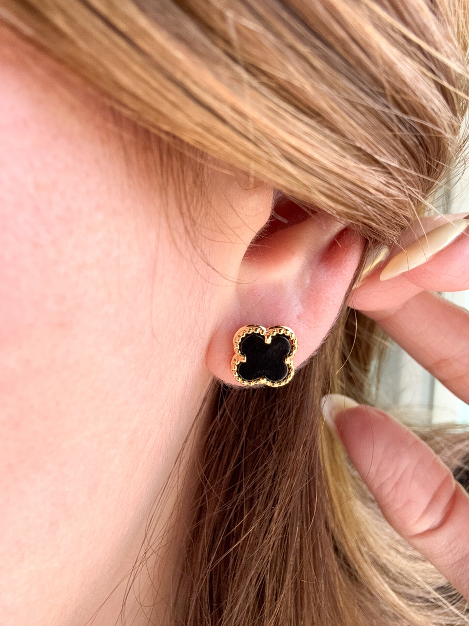 Clovers Green & Black Earrings