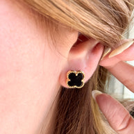 Clovers Green & Black Earrings