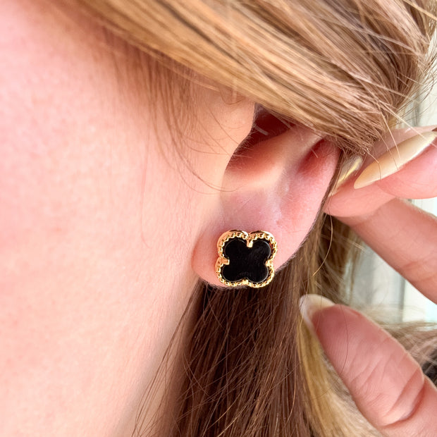 Clovers Green & Black Earrings
