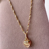 Singapure Chain 14k Solid Gold Necklace with little heart