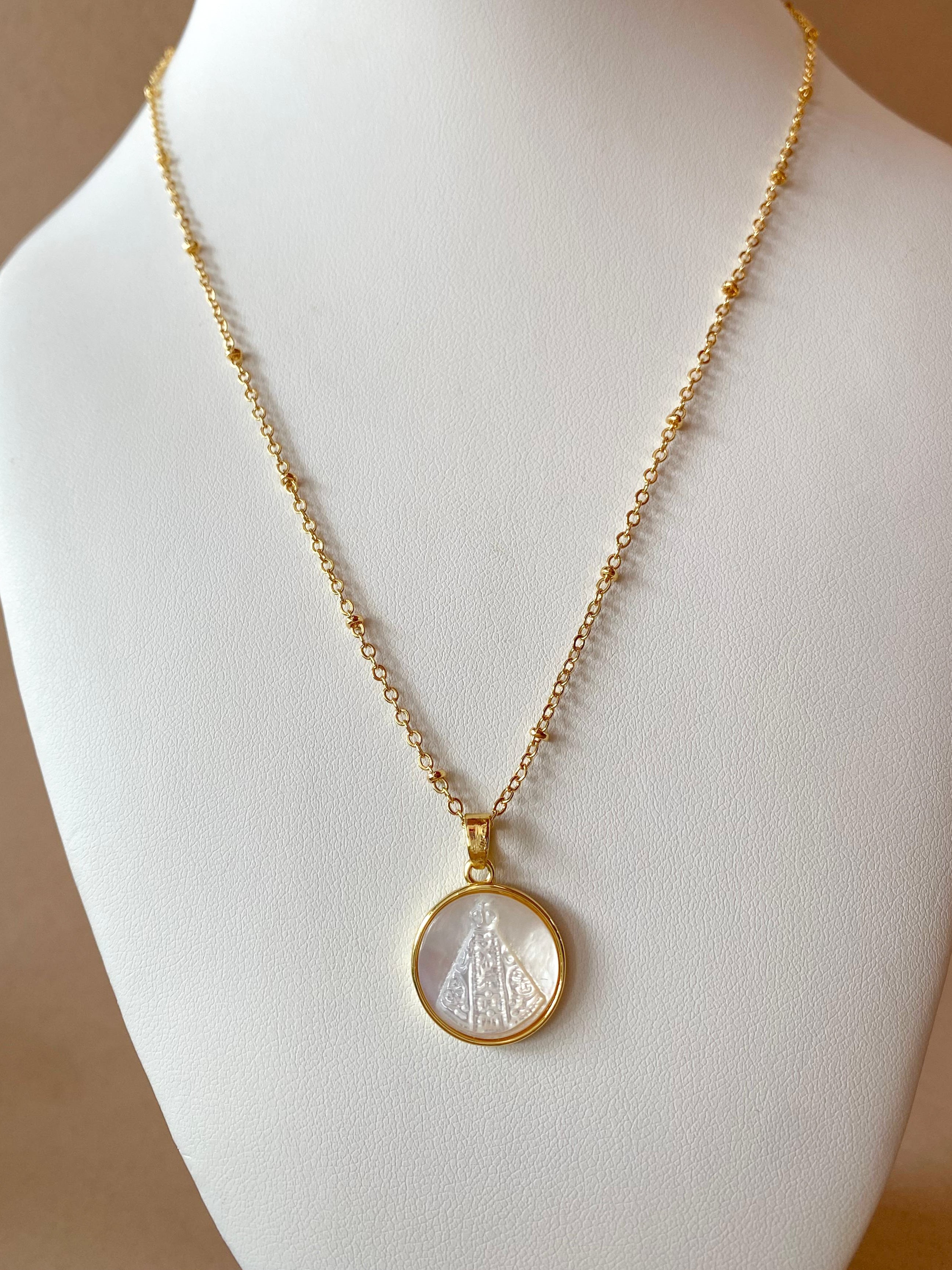 Virgin of the Valley Mother of Pearl Necklace