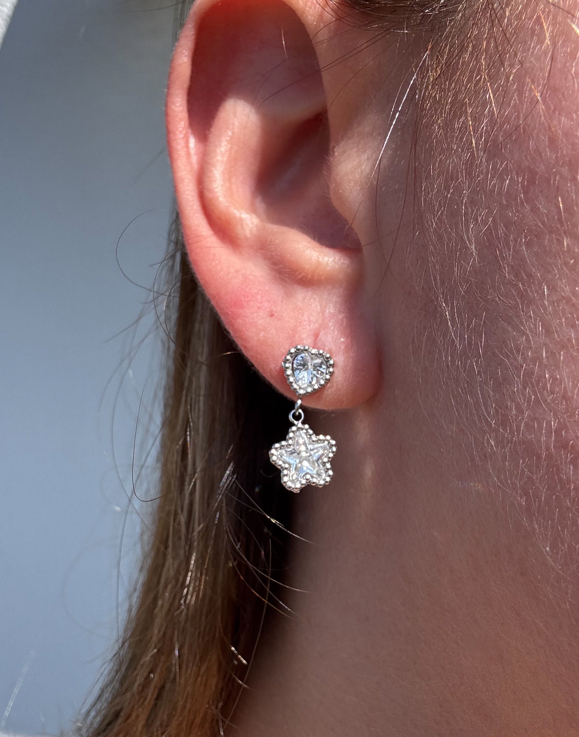 Silver Heart & Flowers Steel Earrings