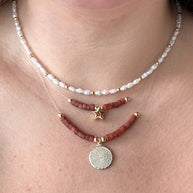 Pearls and Goldstone Ghost Necklaces