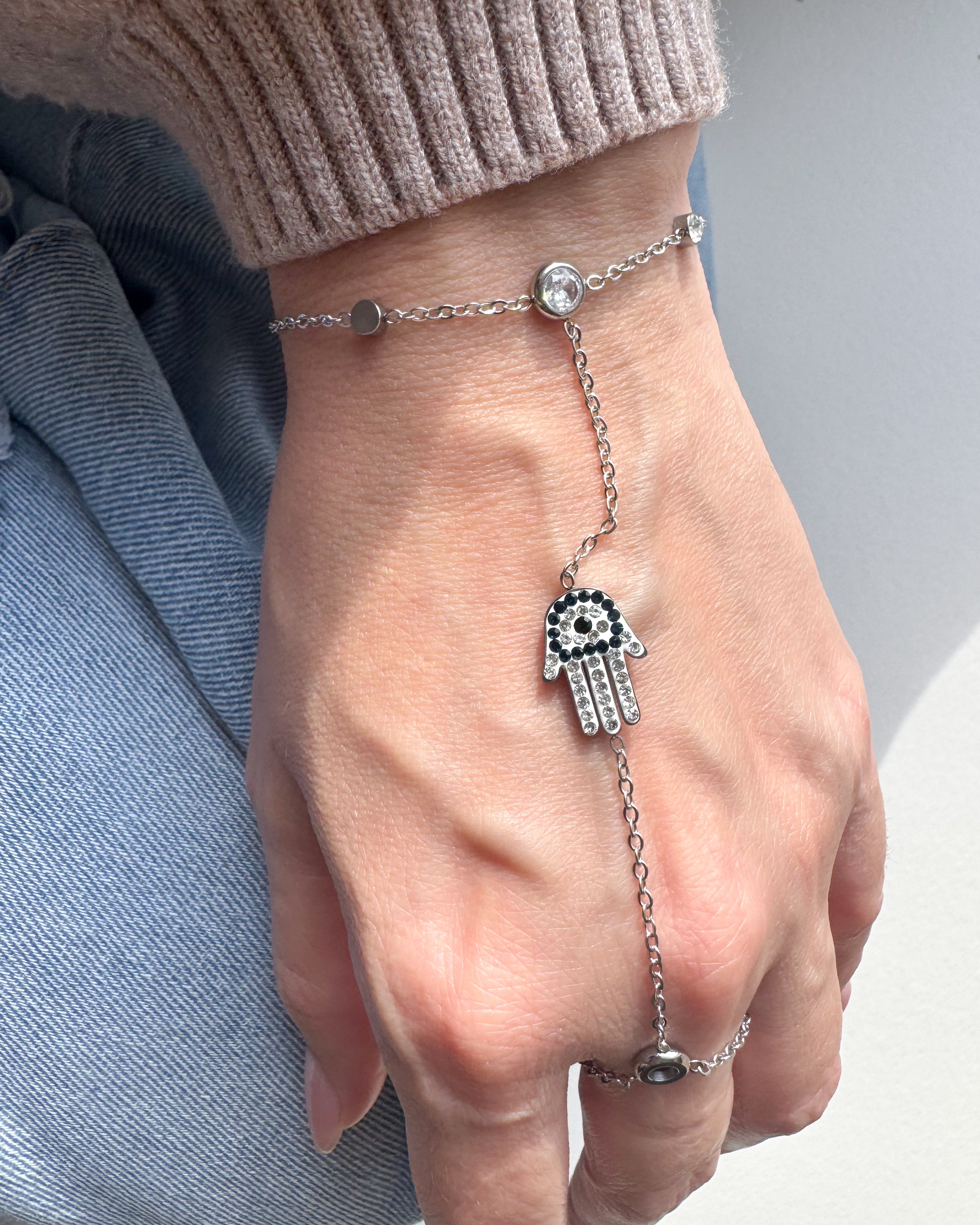 Silver Ring & Bracelet Hamsa Charm