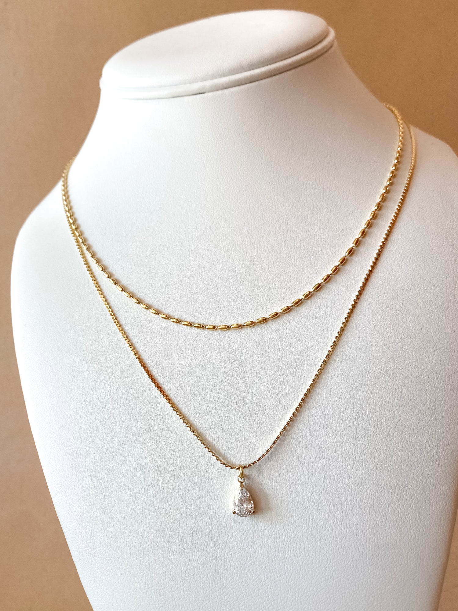 Double Golden Crystal Steel Necklace