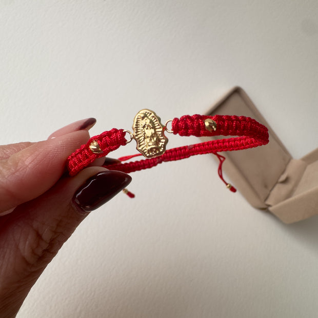 Virgin Mary 18K Gold Red String Bracelet