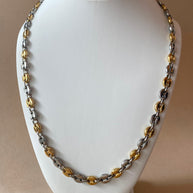 Large Silver & Gold Steel Coffee Grain Necklace