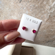 Little Pink Hearts 10K Solid Gold Earrings