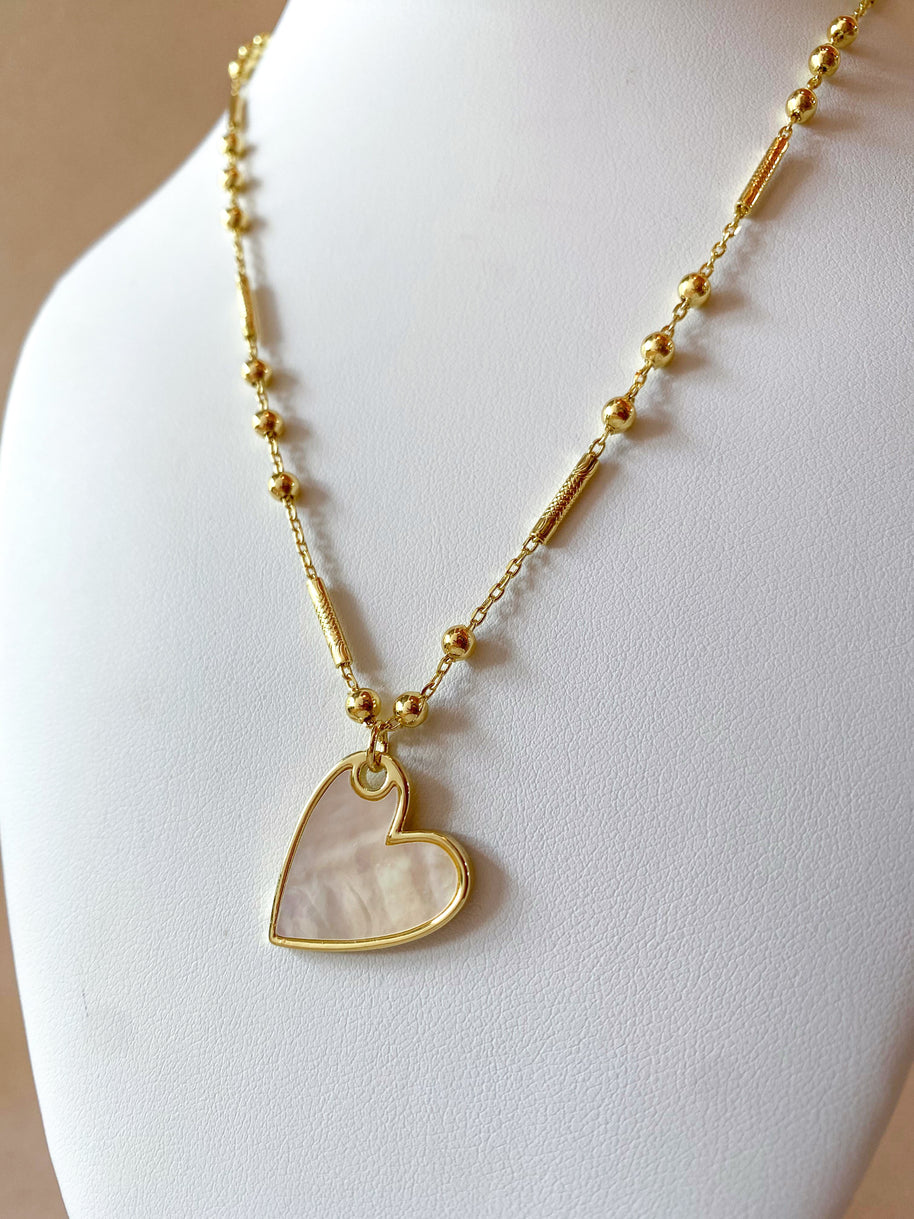 Mother of Pearl Medium Heart Necklace