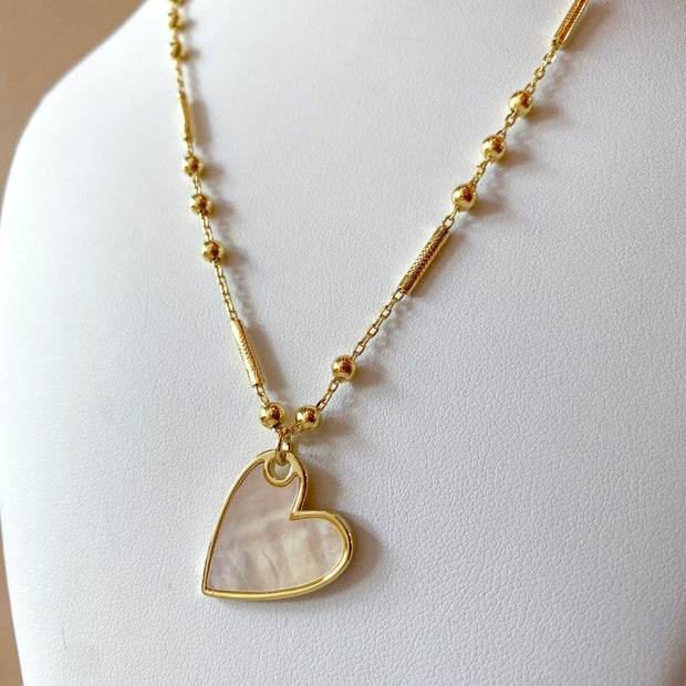 Mother of Pearl Medium Heart Necklace