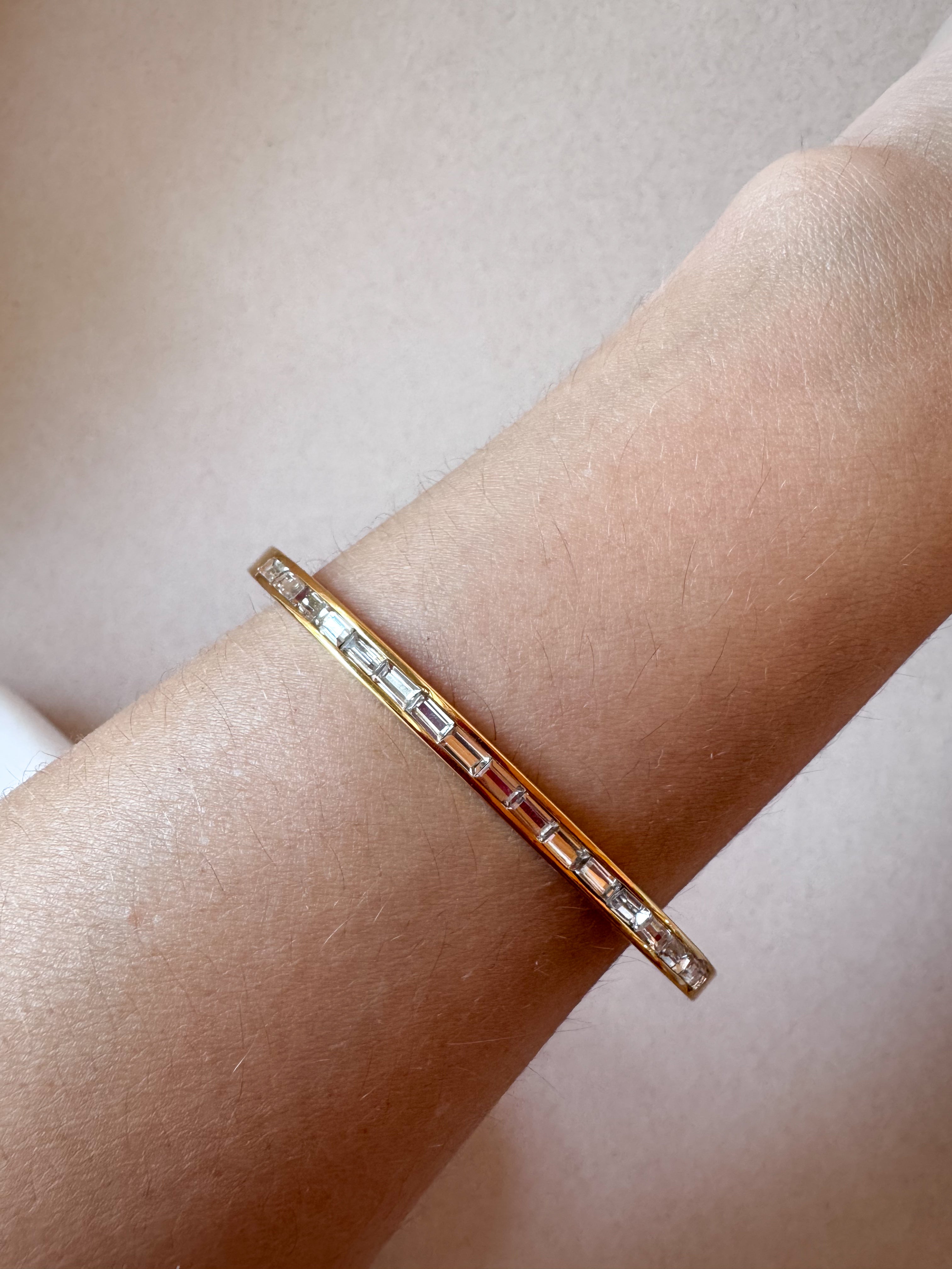 Golden and Little Crystals Steel Bracelet