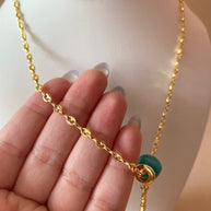 Faith and Turkish Stone in a Coffee Grain Necklace