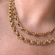 Oval or Round Classic Golden Steel Links Chain Necklaces
