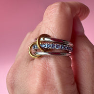 Anillo Silver & Gold con circones azules