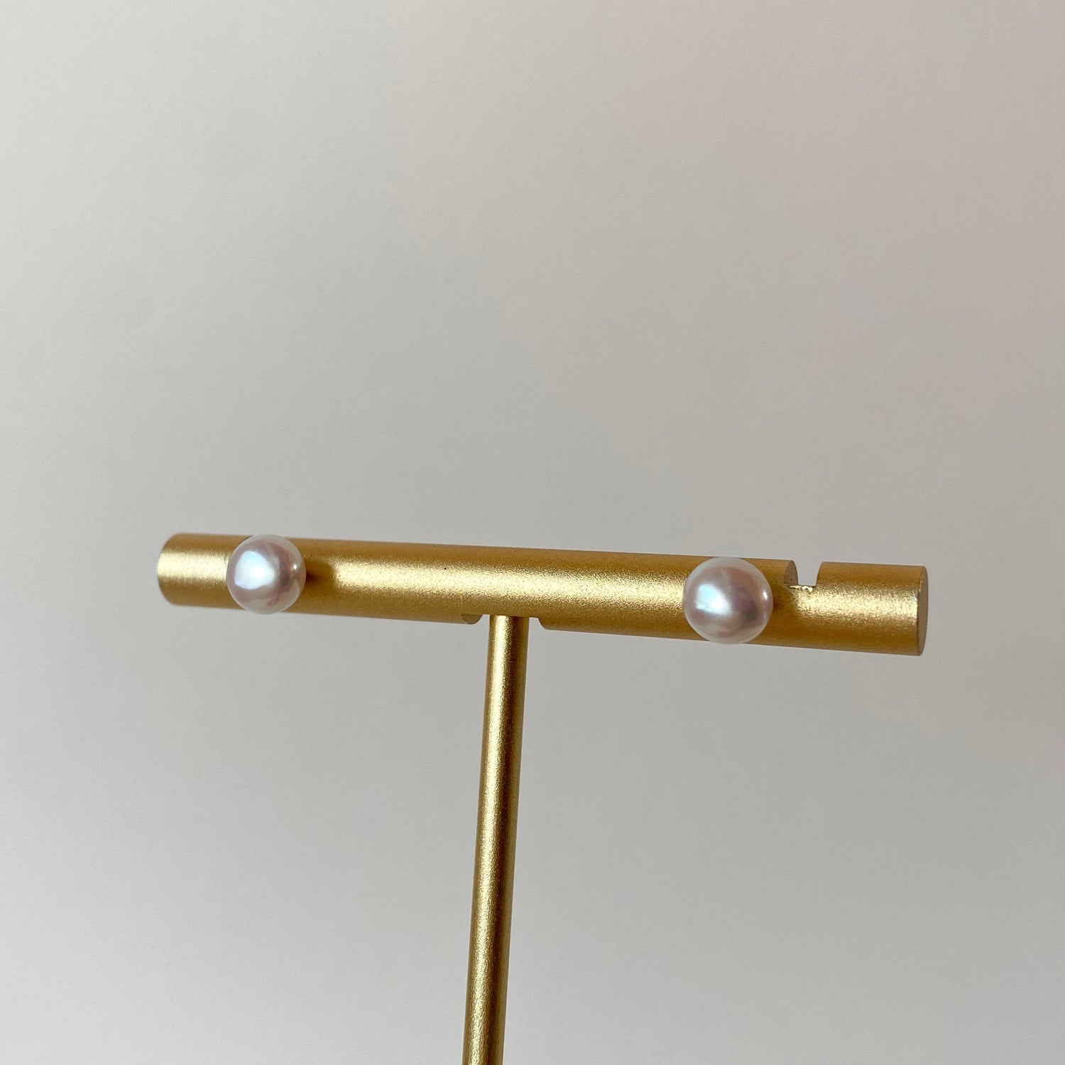 Medium Pearls Golden Steel Circular Earrings