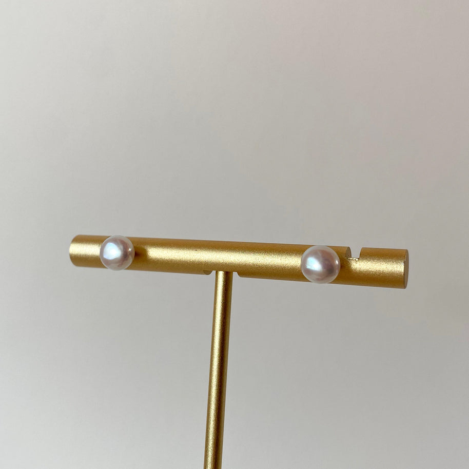 Medium Pearls Golden Steel Circular Earrings