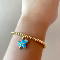 Blue and White Beach Vibes Charms Elastic Bracelets