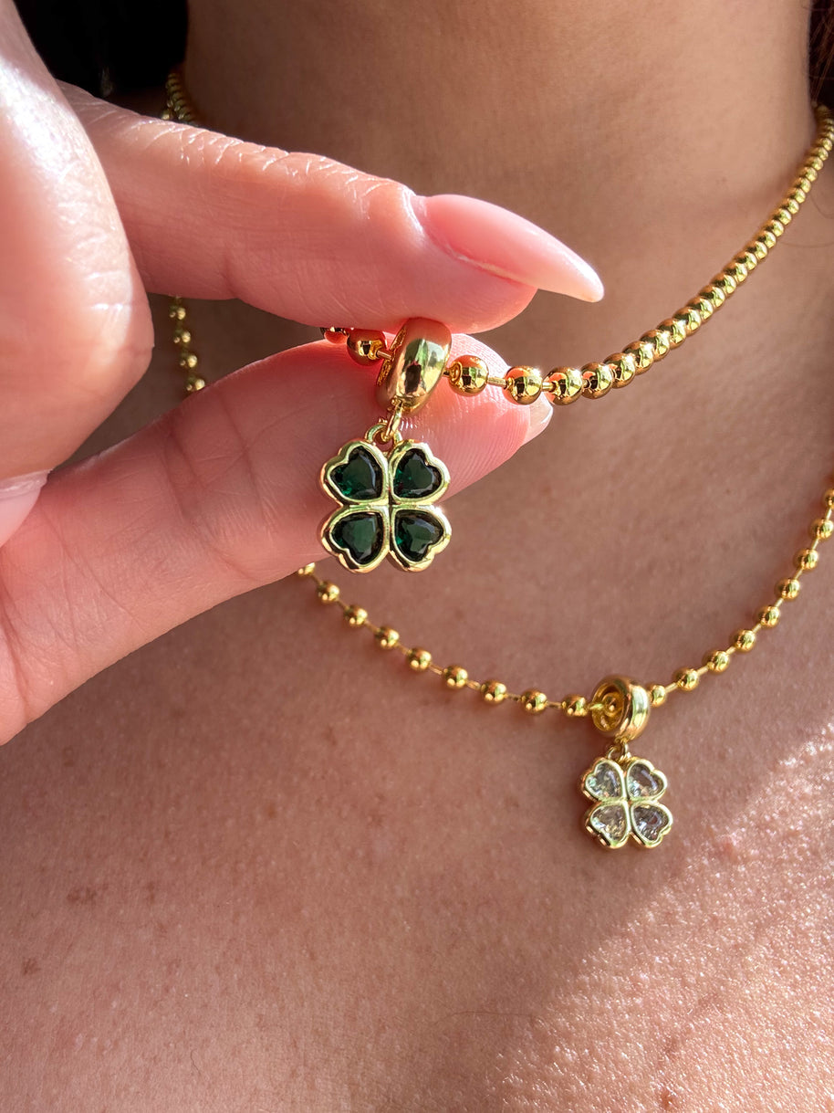 4 Different Colors of Crystal Clover Necklaces