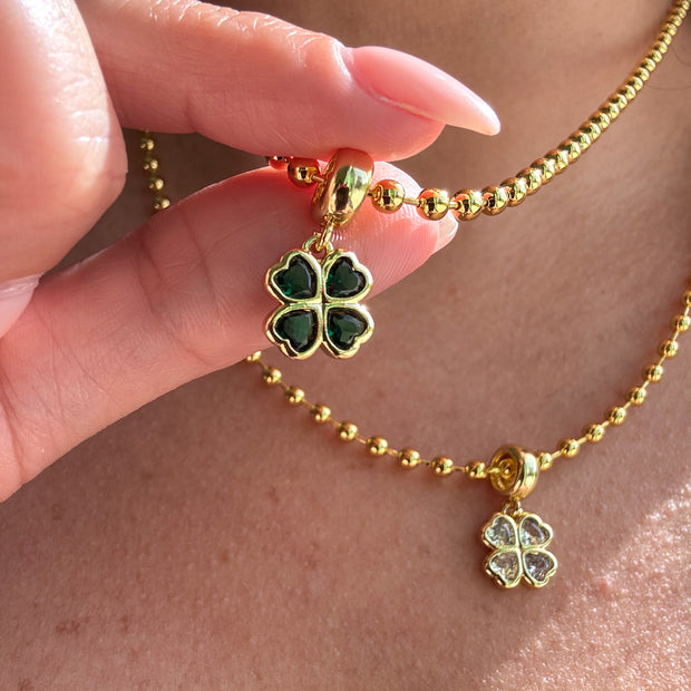 4 Different Colors of Crystal Clover Necklaces