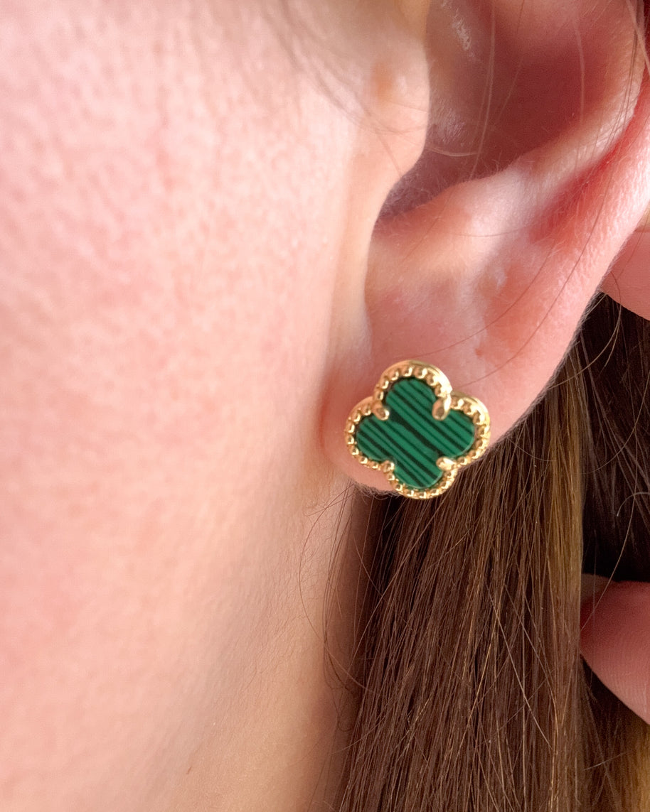 Clovers Green & Black Earrings