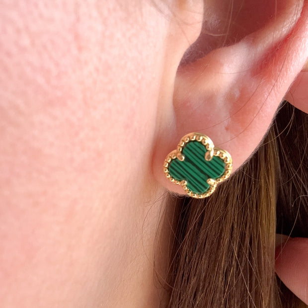 Clovers Green & Black Earrings