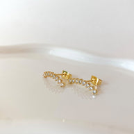 Lineal Large Golden Zircon Clear Earrings