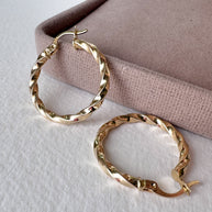 Spiral 14K Solid Gold Medium Hoops