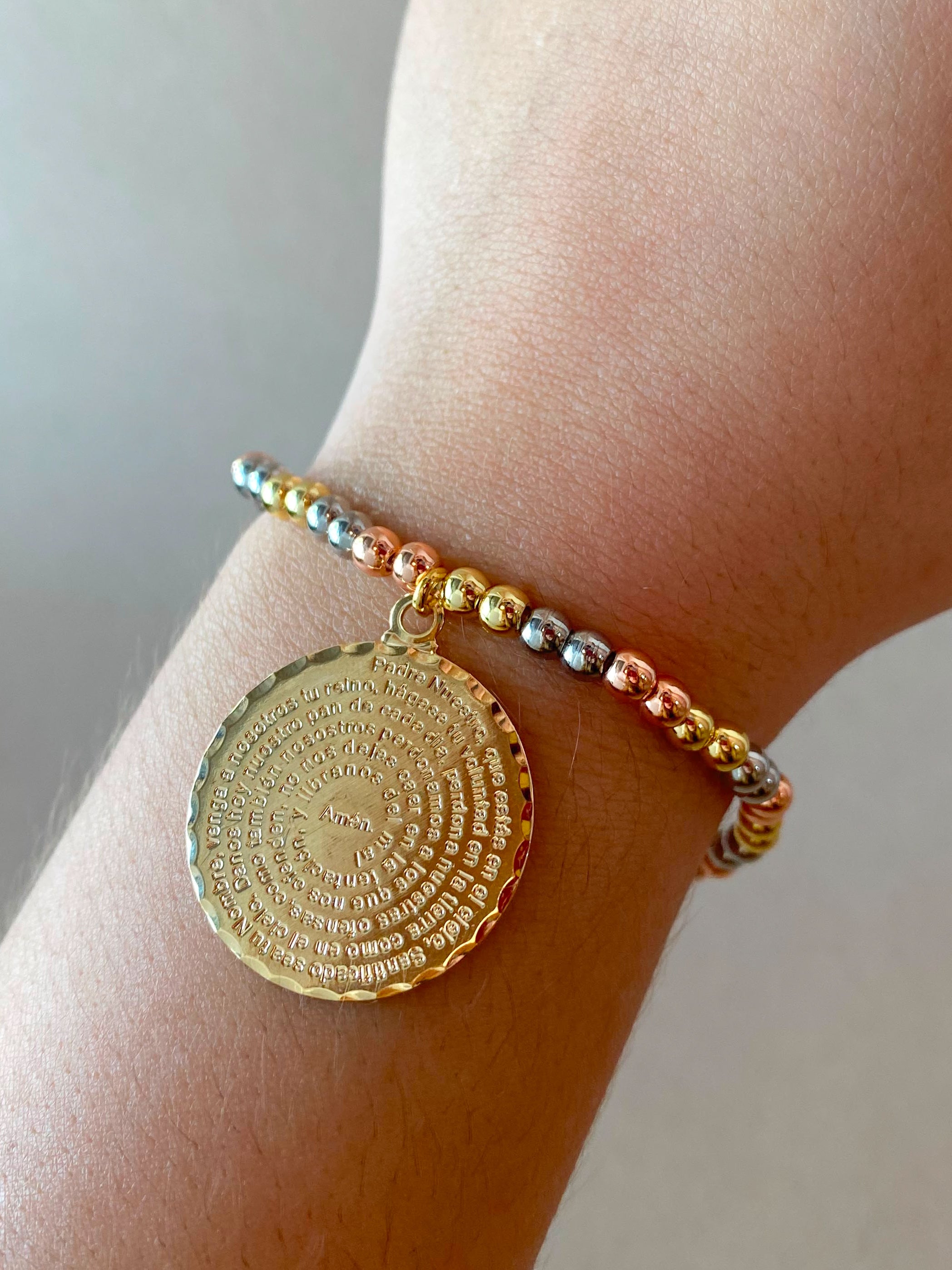 3 Gold Elastic Our Father Bracelet
