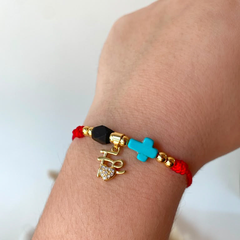 Faith Azabache and Cross Red Thread Bracelet