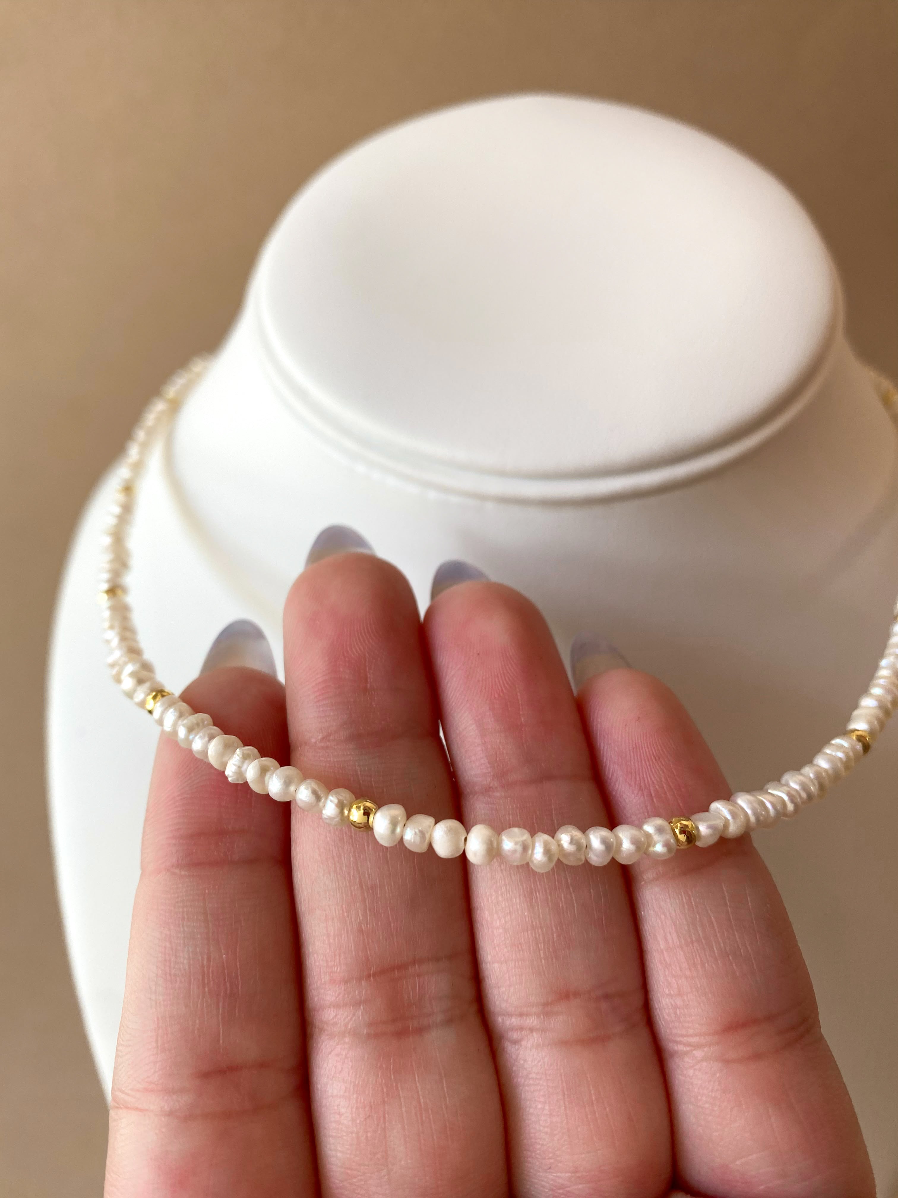 Little Pearls and Golden Balls Pattern Necklace