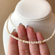 Little Pearls and Golden Balls Pattern Necklace