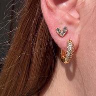 Shiny Golden Hoops & Little Heart Shape Earrings