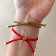 Crystals Faith Charms in Red or Brown Adjustable Bracelets