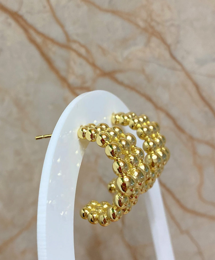 3 Layers Golden Beads Earrings