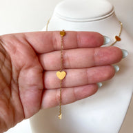 Golden Little & Medium Hearts Pattern Y Necklace