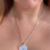 Opal Flower Crystal Stone Charm Necklace