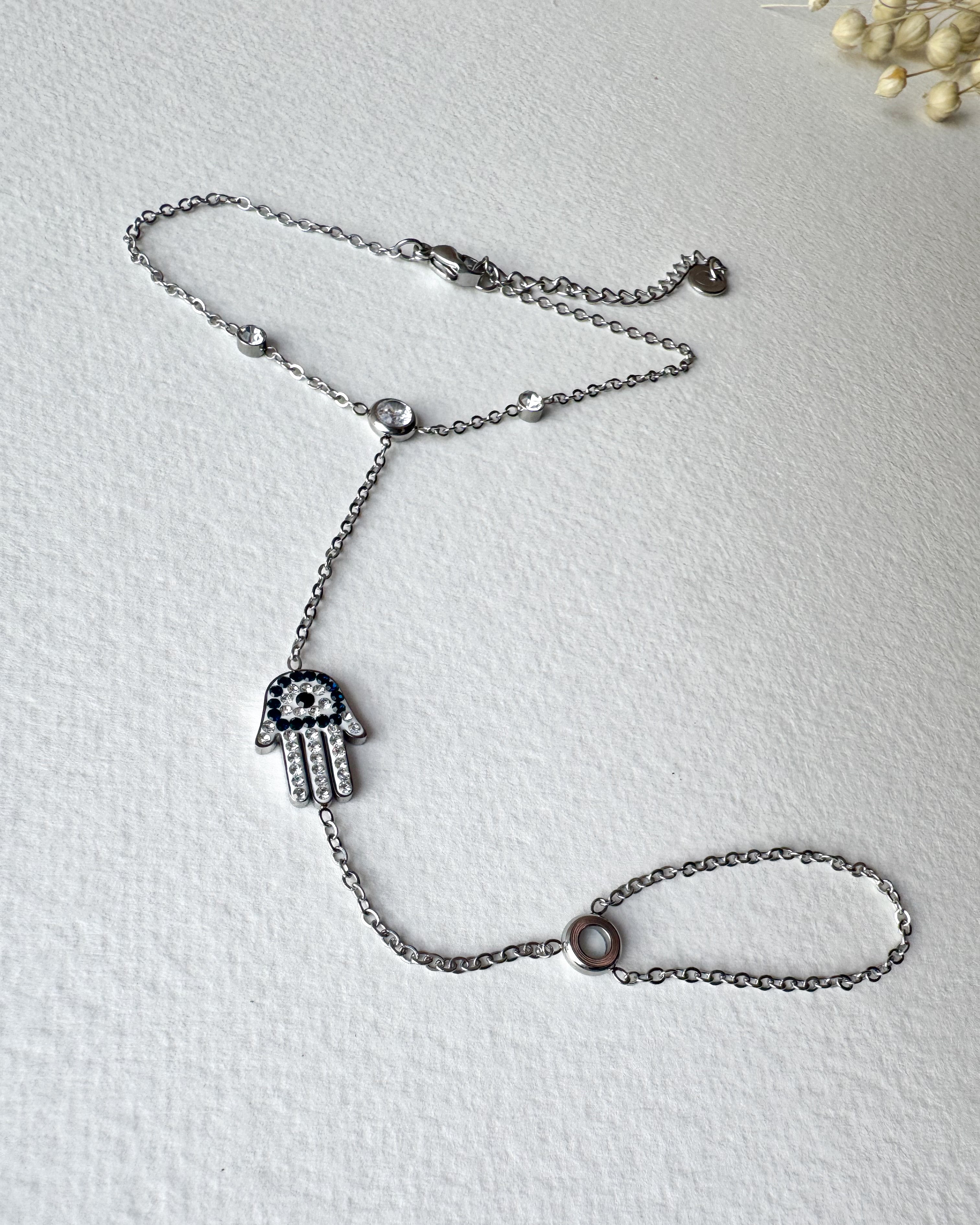 Silver Ring & Bracelet Hamsa Charm