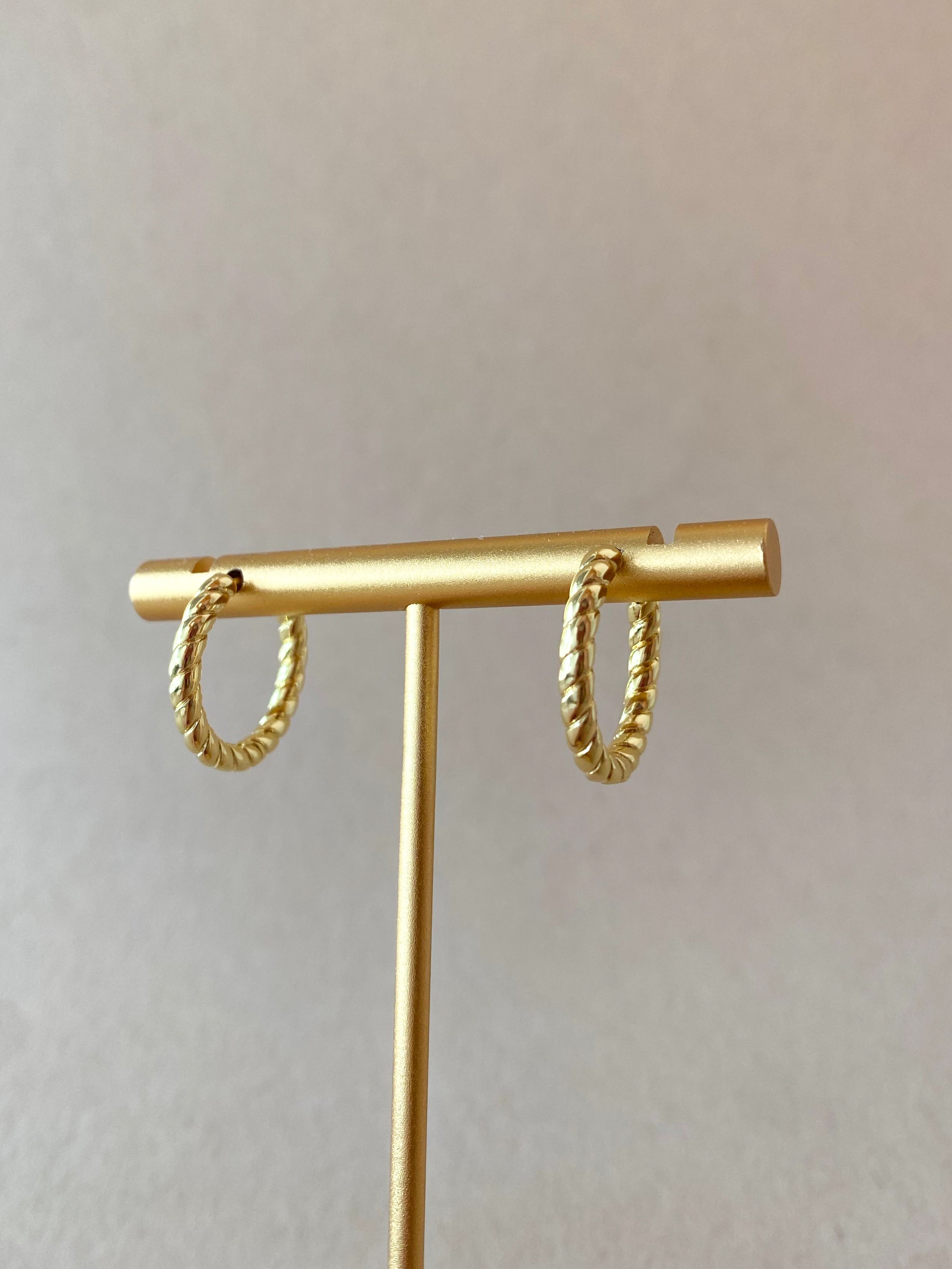 Golden Interlaced Shape Medium Hoops