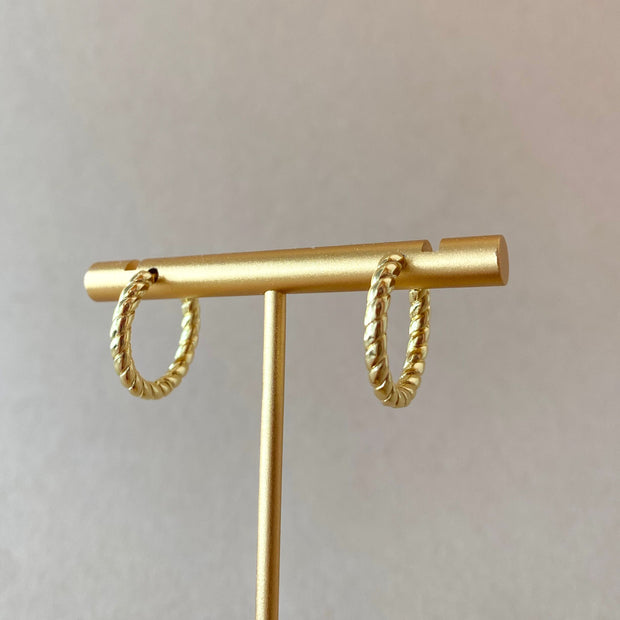 Golden Interlaced Shape Medium Hoops