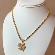 Golden Zircons Medium Clover Flower Necklace