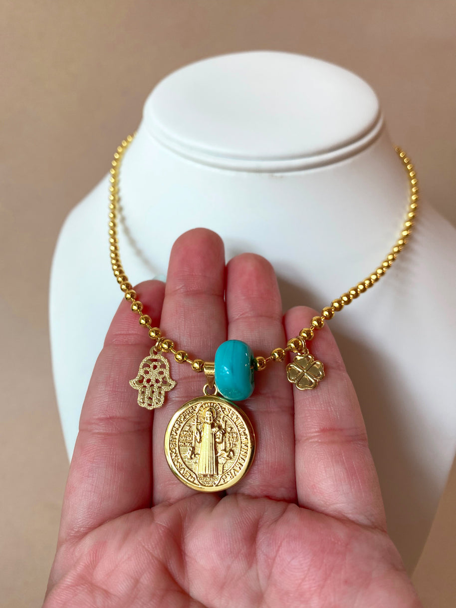 Saint Benedict and Luck 🍀  Necklace