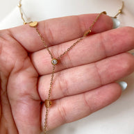 Golden Steel Little Hearts & Zircons Y Necklace