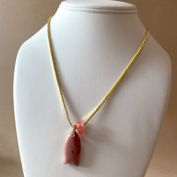 Fish Rhodochrosite and Turkish Stone Necklace