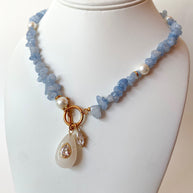 Beaded Gemstone Pearls Steel Necklace