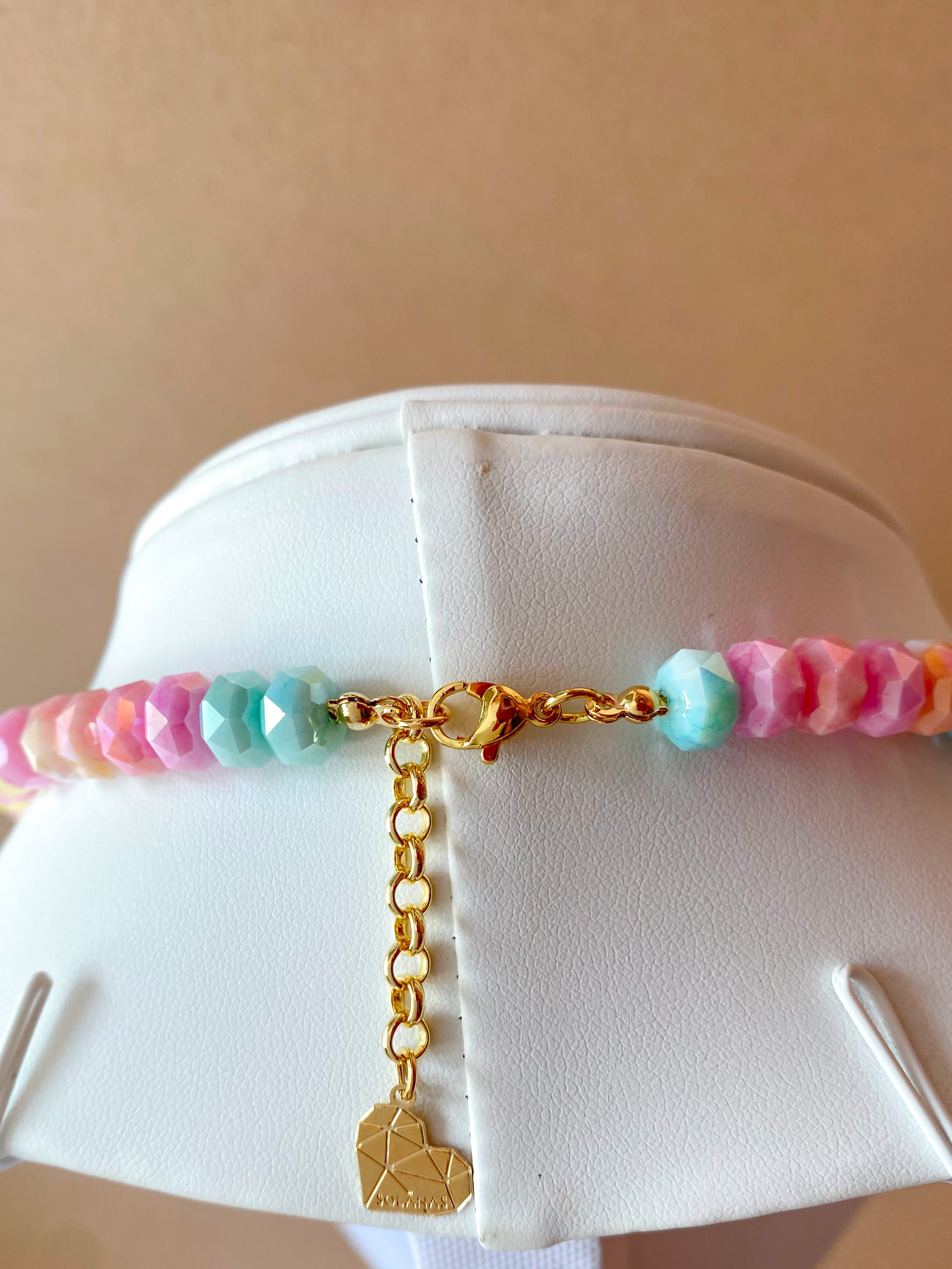 Golden Fire Ball Pastel Colors Beads Necklace