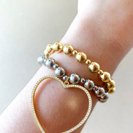 Silver & Gold Big Heart Elastics Bracelets