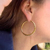 Spiral Golden Steel Big Hoops