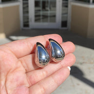 Big Drop Steel Silver & Gold Earrings