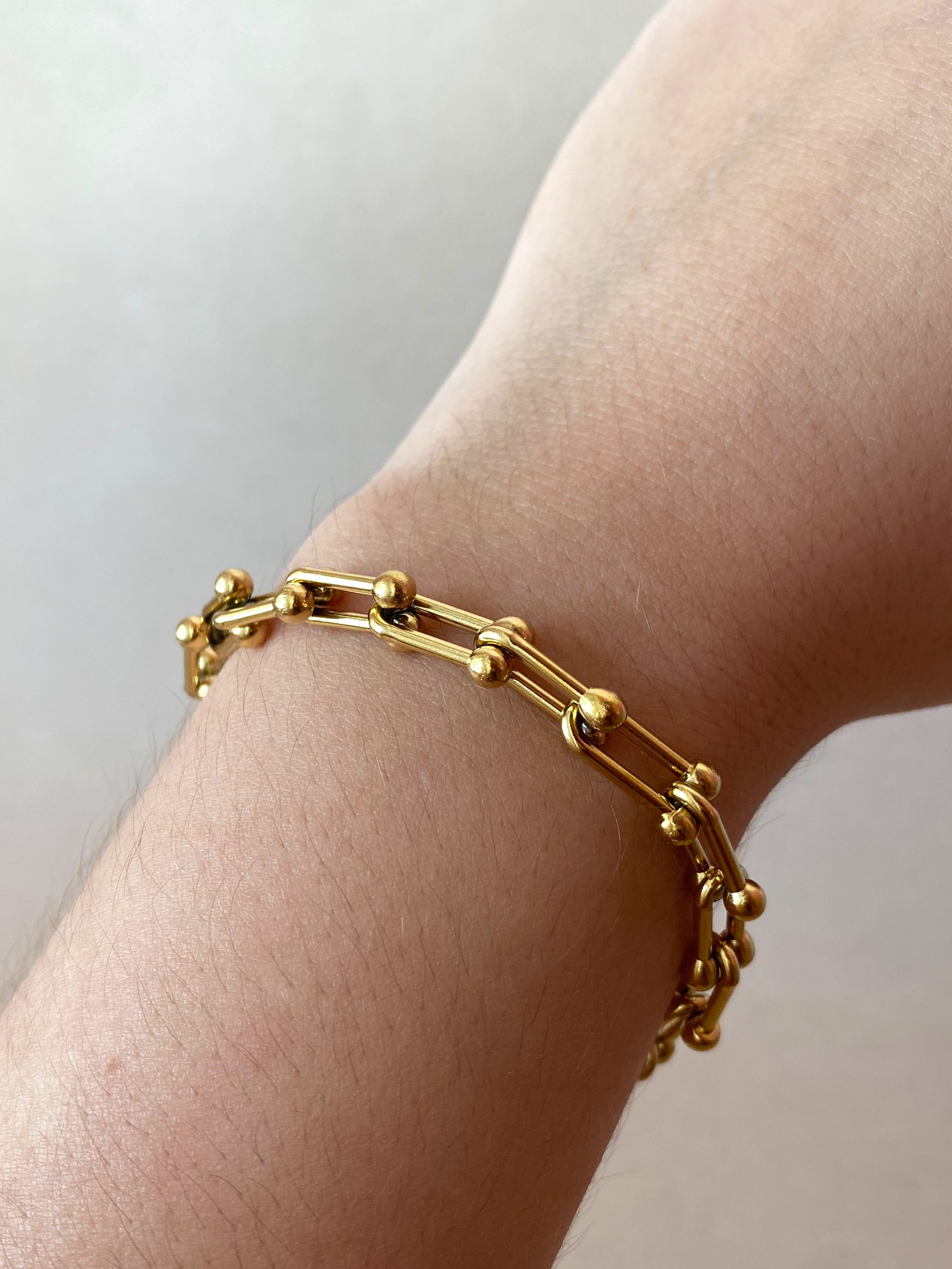 Steel Medium Links Golden Bracelet