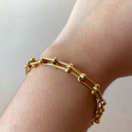 Steel Medium Links Golden Bracelet